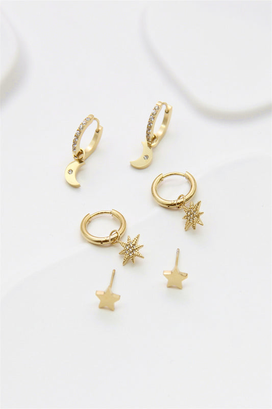 Ohrring-Set "Sonne, Mond & Stern" I 3 Stück